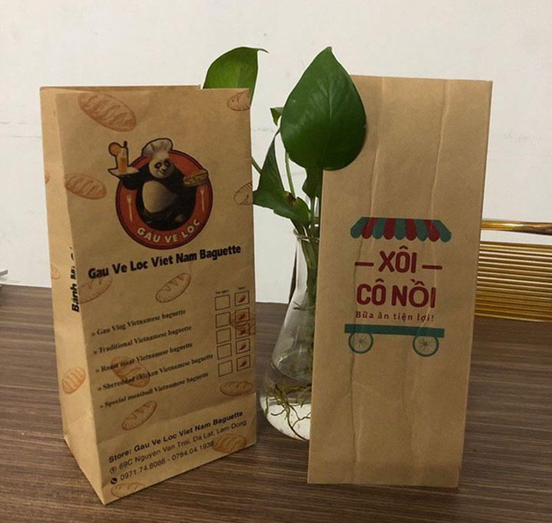 In túi giấy bao bì đựng bánh mì