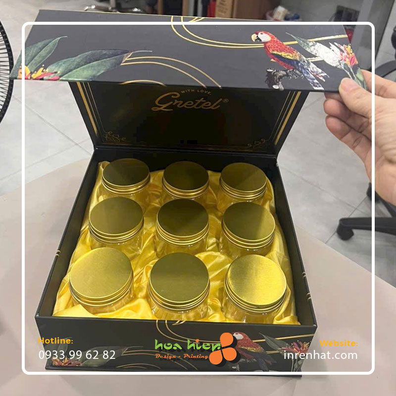 In hộp giấy nam châm đựng yến