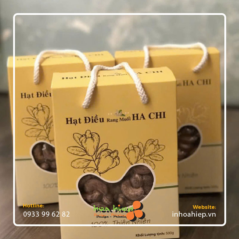 In hộp giấy đựng hạt điều