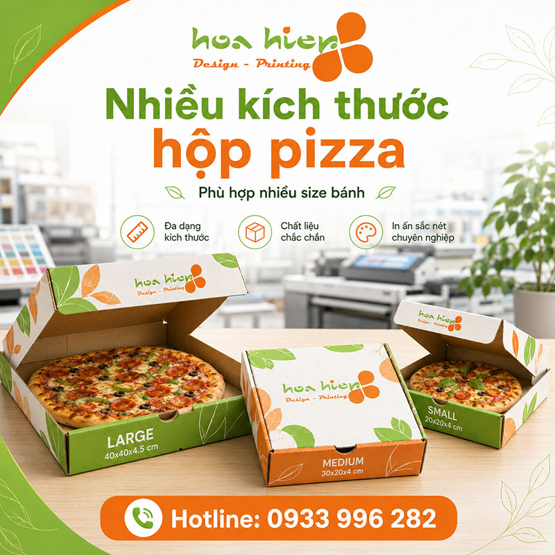 In hộp pizza nhiều size