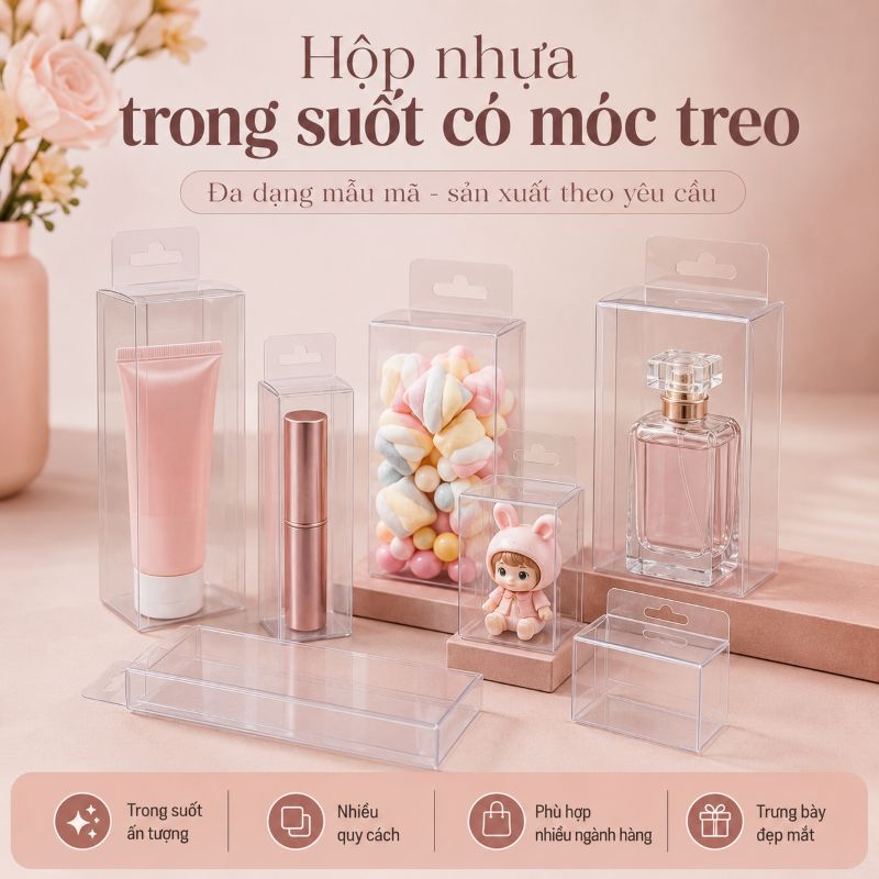 Hộp nhựa trong suốt có móc treo