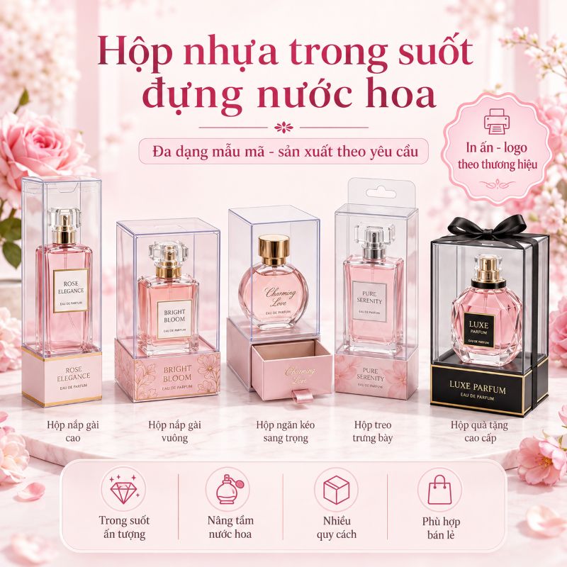 Hộp nhựa trong suốt đựng nước hoa