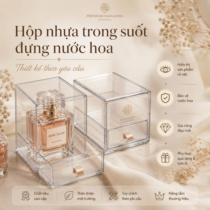 Hộp nhựa trong suốt đựng nước hoa