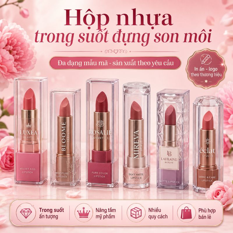 Hộp nhựa trong suốt đựng son môi