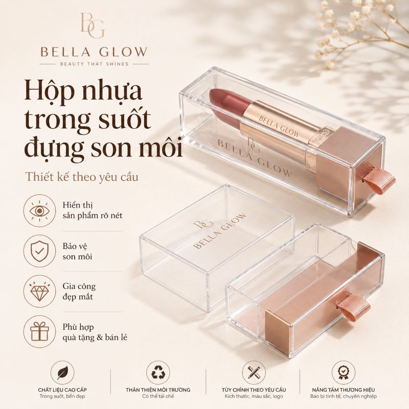 Hộp nhựa trong suốt đựng son môi