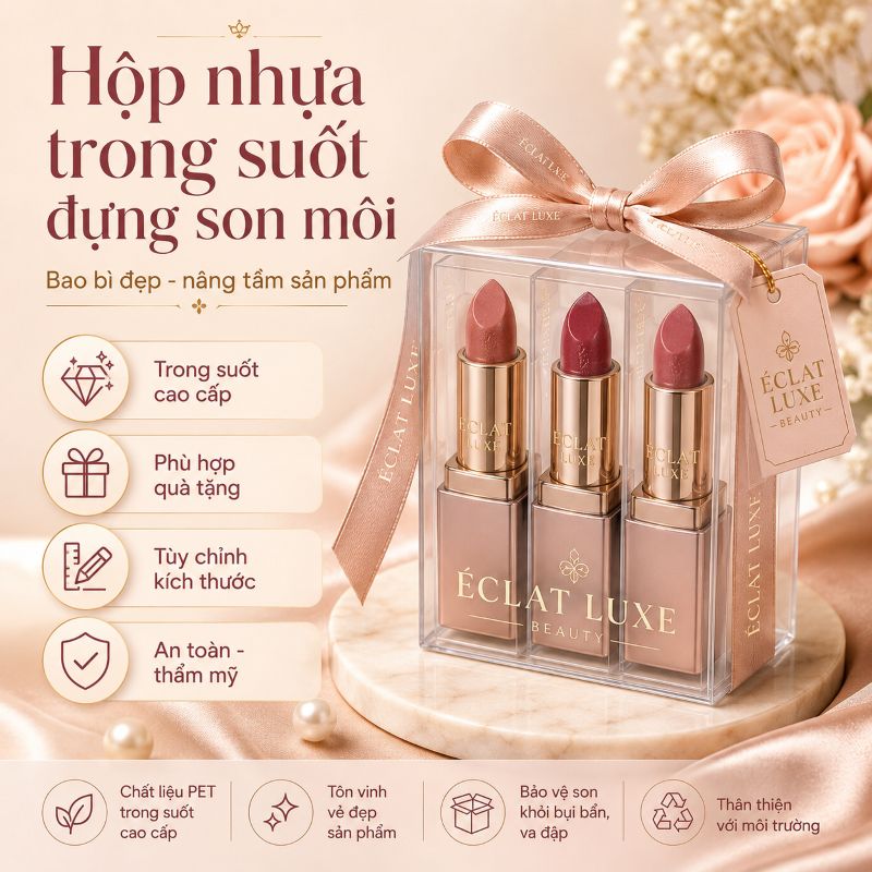 Hộp nhựa trong suốt đựng son môi