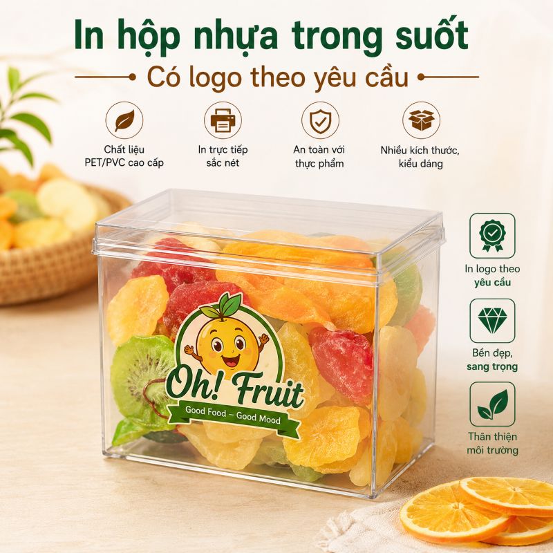 In hộp nhựa trong suốt có logo theo yêu cầu