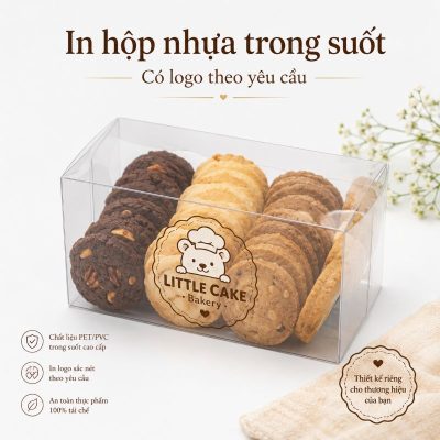 In hộp nhựa trong suốt có logo theo yêu cầu