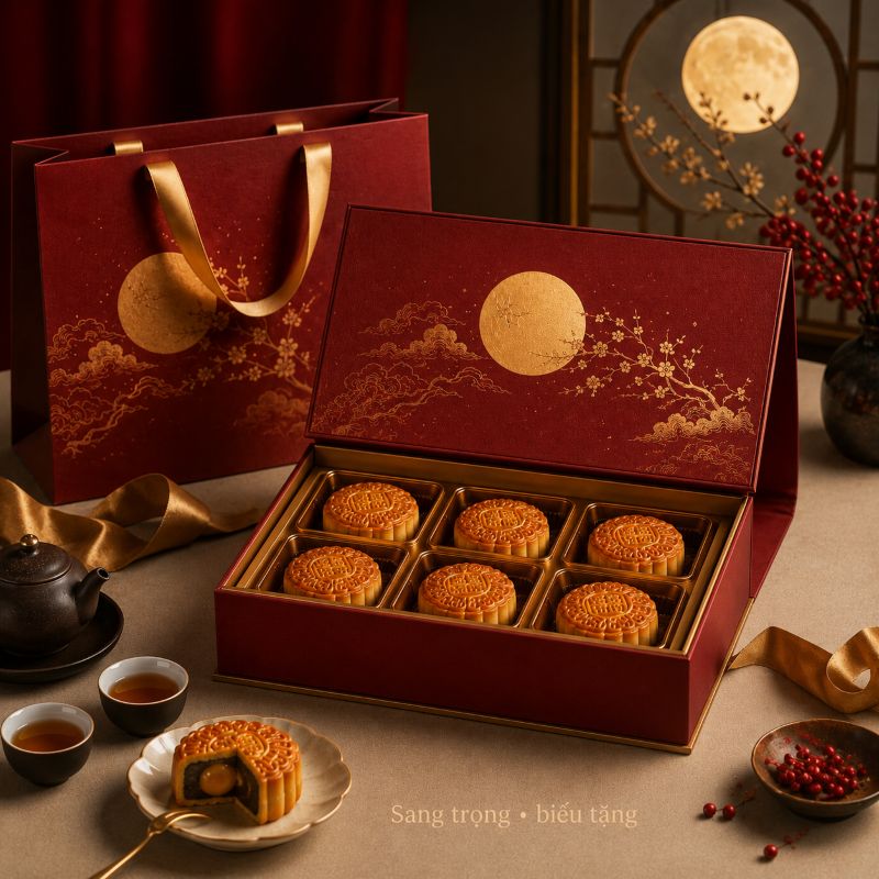 Hộp bánh trung thu nắp nam châm sang trọng