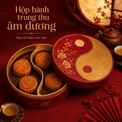 Hộp bánh trung thu âm dương, nắp rời theo yêu cầu