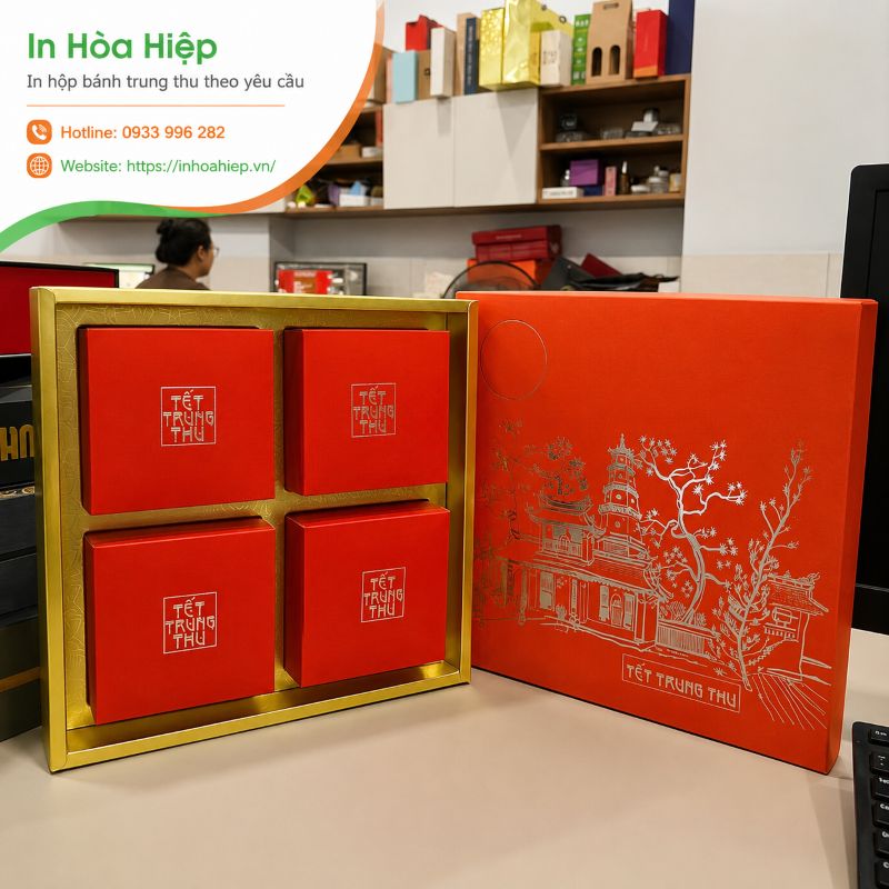 In hộp bánh trung thu 4 bánh theo yêu cầu