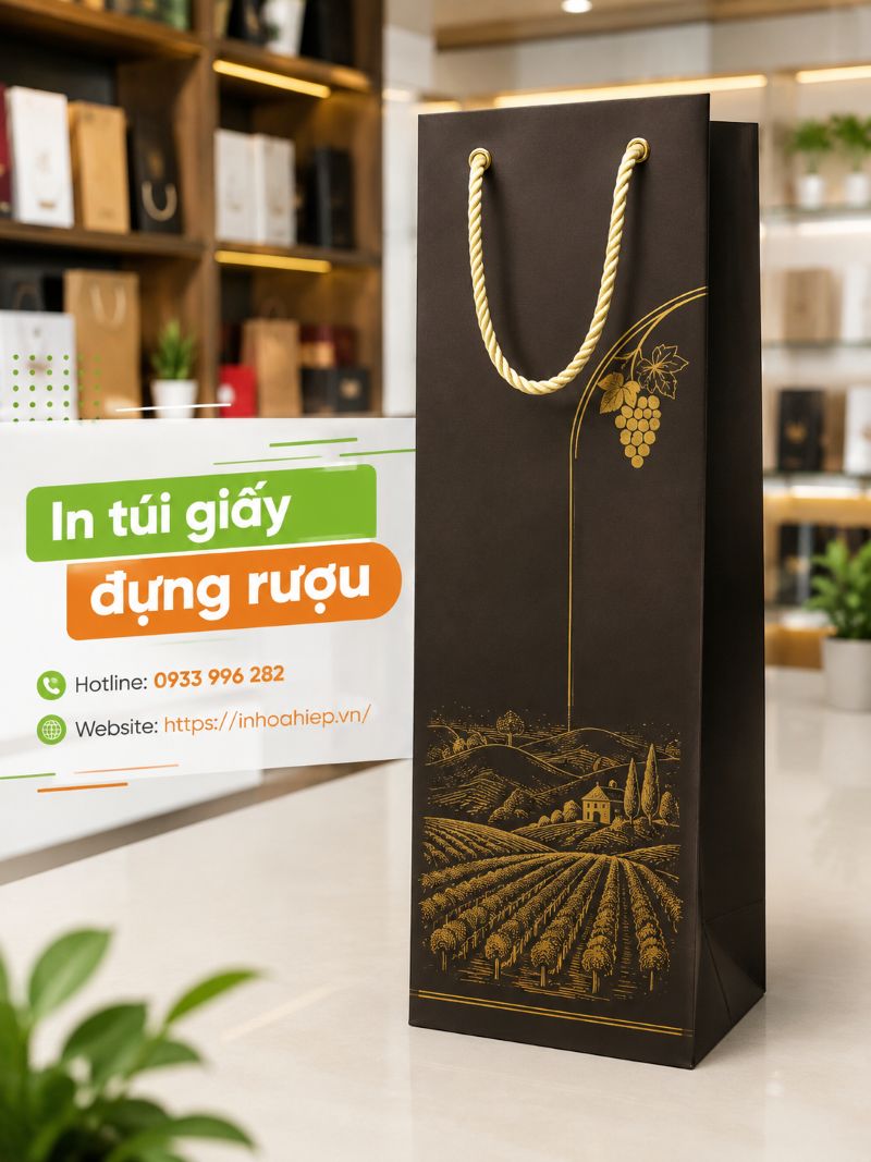 In túi giấy đựng rượu