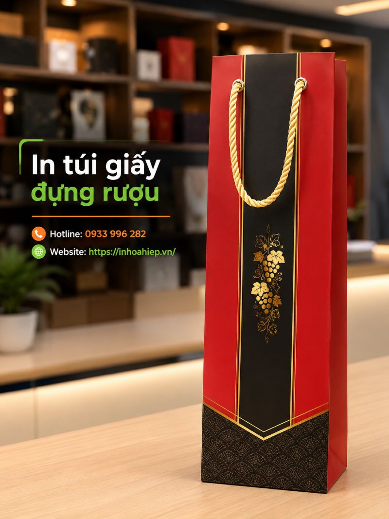In túi giấy đựng rượu